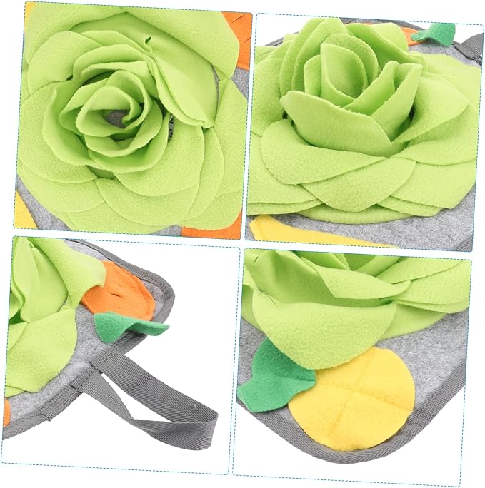 POPETPOP Rabbit Snuffle Mat Interactive Foraging Toy for Small Animals Durable Feeding Mat for Bunnies Helps with Slow Feeding Random Patterns Green