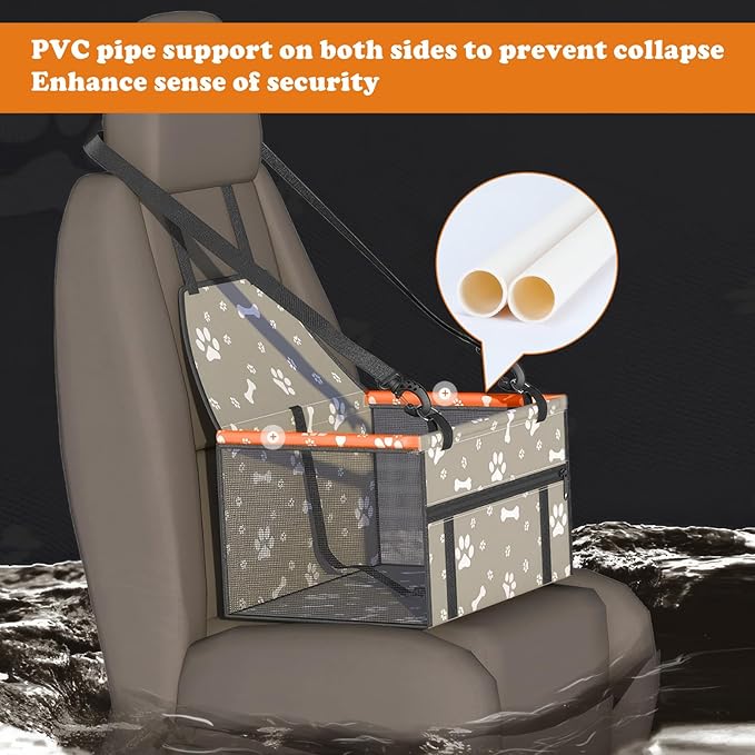 Dog Car Seat for Small Dogs, with Upgrade Support Rod, Breathable and Foldable, Easy Install Pet Car Seat, Travel Dog Bed, Dog Chair, Pet Car Basket