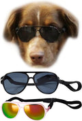 G010 Dog Pet Costume Prop Aviator Sunglasses Medium Breeds 20-40 lbs (2-Pack Black+Pink-Rose Gold mr)