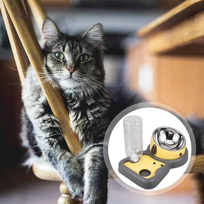 VANZACK Automatic Cat Dog Water Feeder Dual Bowls for Food and Water Tip Design and Pet Shops Capacity