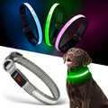 Light up Dog Collar - Multi-Color LED Dog Collar, USB-C Rechargable with Battery Indicator, Waterproof and Adjustable Rainbow Collar for Dogs(Medium)