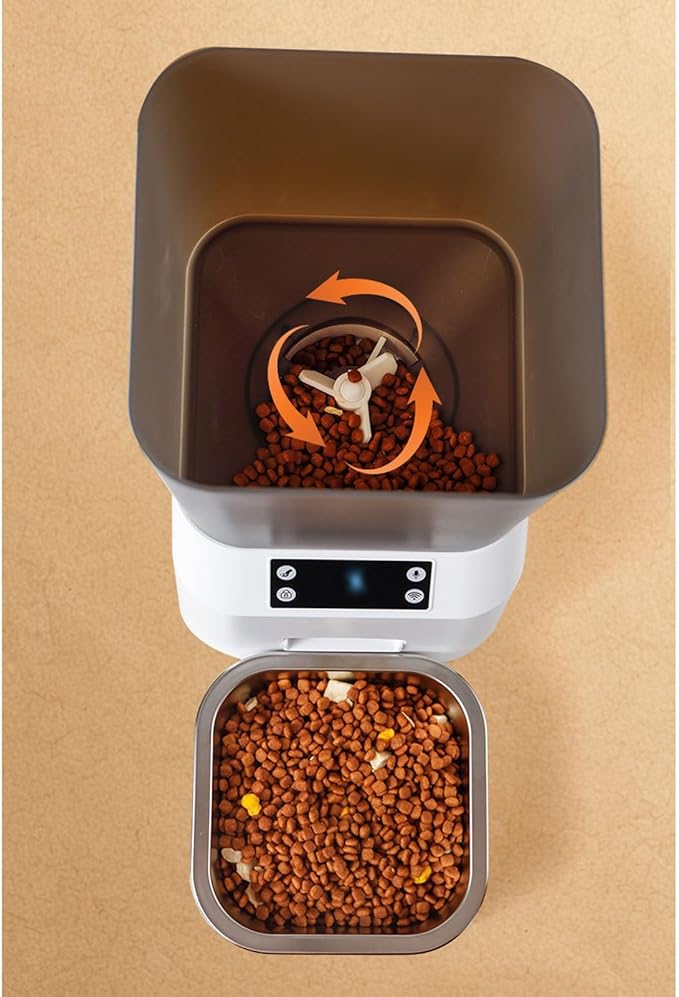 Pet Feeder Pet Smart Automatic Feeder 4.5L Dry Food Dispenser Feeding Machine with Recording Dual Power Supply Compatible with Cats and Small Dogs Pets Supplies(Button Type)
