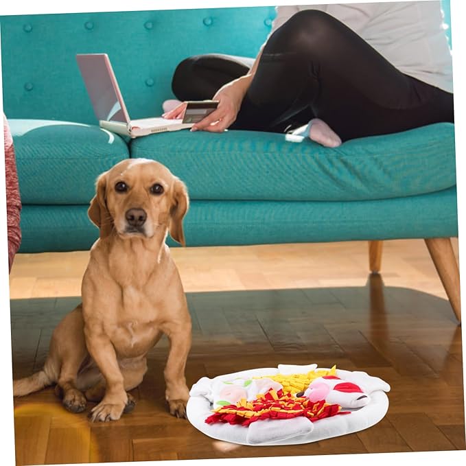 Luxshiny Pizza Shape Dog Snuffle Mat Slow Feeder Pet Smell Pad for Stress Relief and Intelligence Training Material Interactive Nose Work for Dogs and Cats