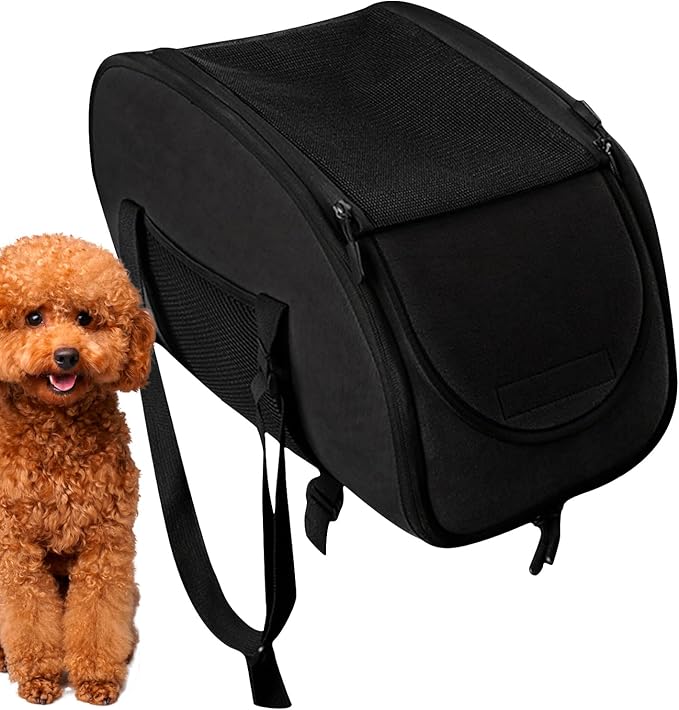 Dog Car Seat - Center Console Pet Carrier, Washable Puppy Accessories, Travel Crate | Soft Ventilated Booster with Safety Belt for Small Dogs And Cats, Perfect For Taxi Rides Road Trips Daily Commutes