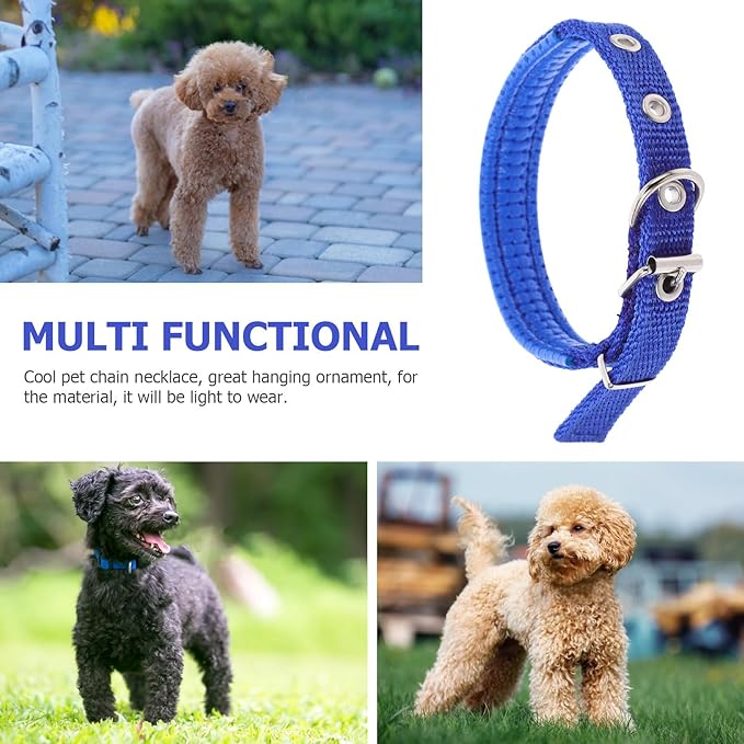 Adjustable Pet Collar with Alloy Buckle Soft Polyester Dog Collar for Small to Medium Dogs Outdoor Use in Royal Blue