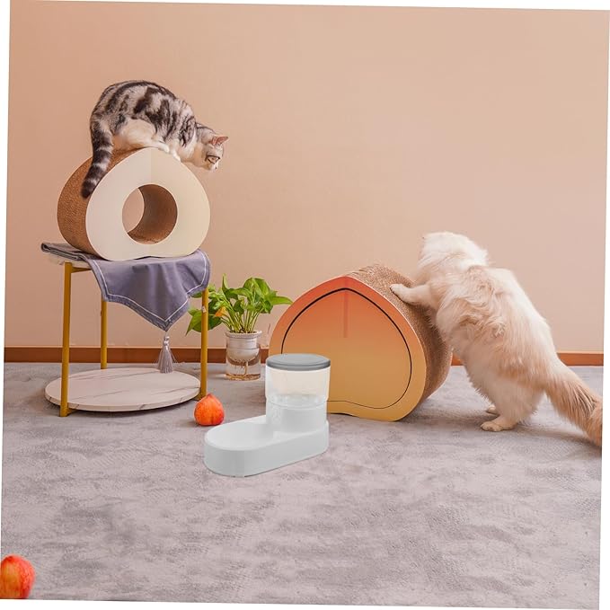 HANABASS Pet Automatic Feeder Food Fountain Cat Biscuit Dispenser for Dogs Sturdy Design Compact Simple Use Elegant Aesthetic Gentle Gray Finish