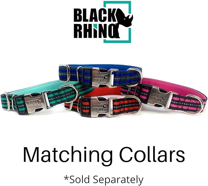 Black Rhino Heavy Duty Dog Leash for Medium and Large Dogs - 5 ft Long Double Handle Dog Leash with Padded Traffic Control Handles - Reflective, Durable, and Weather Resistant (Aqua and Gray)