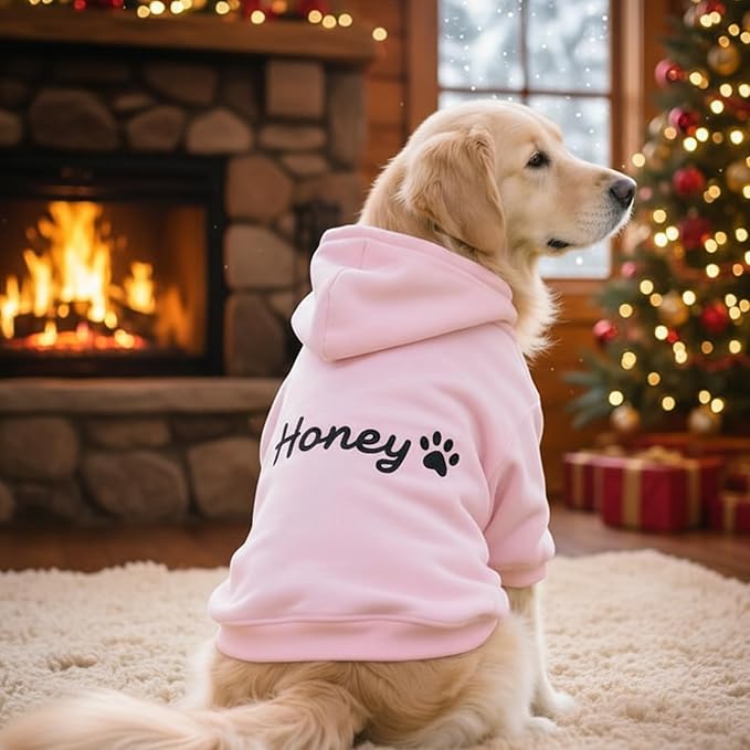 Personalized Dog Hoodie with Name, or Embroidered Puppy Sweater, Warm Winter Pet Sweatshirt, Cute Outfit for Small Dogs, Gift for Dog Lovers 1