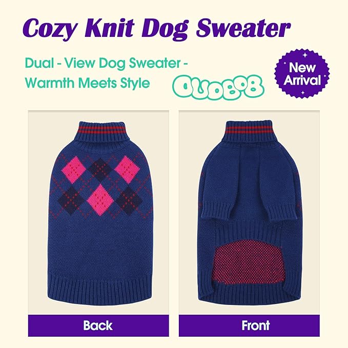 Dog Sweater for Medium Large Dogs, Cold Weather Cable Knit Pullover, Thick Warm Turtleneck Winter Clothes for French Bulldog, Labrador, Golden Retriever, German Shepherd, Great Dane- Blue XXL