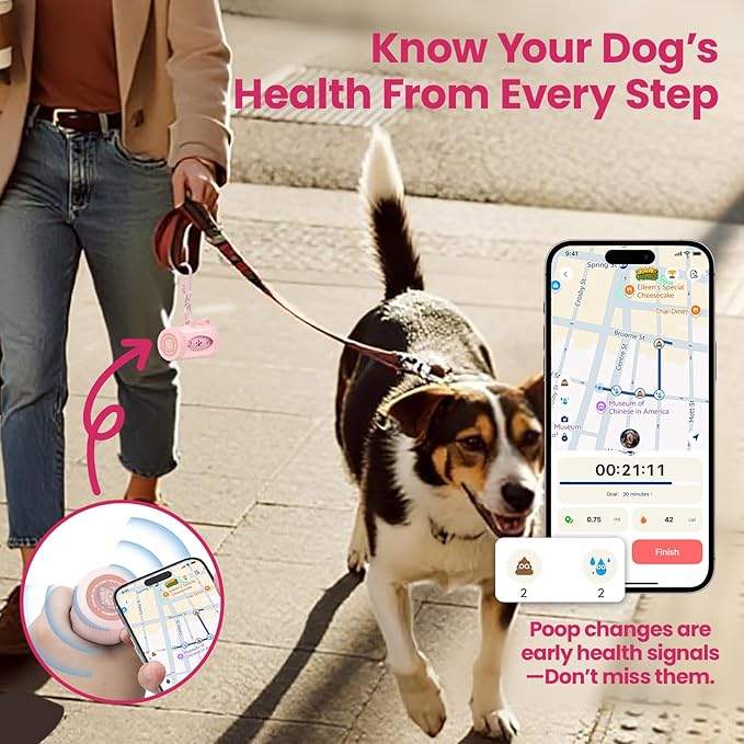 Dog Poop Bag Rolls with Retractable Poop Bag Holder, Leak Proof and Extra Thick Lavender Pet Waste Bags, 70% Recycled GRS Certified, 1 Dispenser and 105 Bags for Doggy Walking & Cat Litter