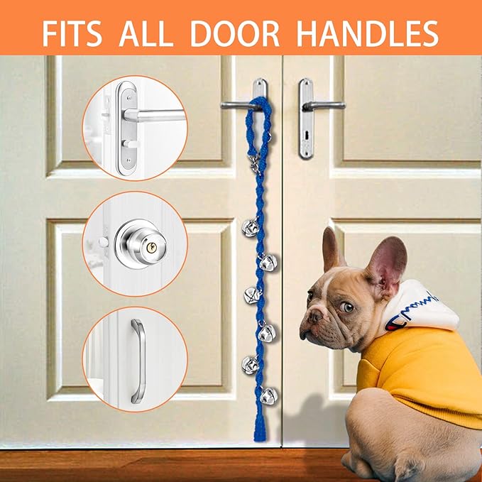 Dog Bells to Go Outside & Puppy Potty Training, Adjustable Dog Door Bell Ring to Go Potty, Handmade with Premium Yarn. Twisted Style, Blue