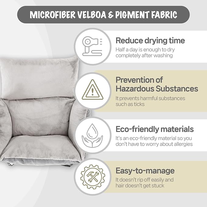 Dog Car Seat for Small Medium Large Dogs, Eco-Friendly Microfiber Velboa, Dog Booster for Under 45Lbs, Detachable and Washable Travel Seat with Thick Cushion (Charcoal Gray, L)