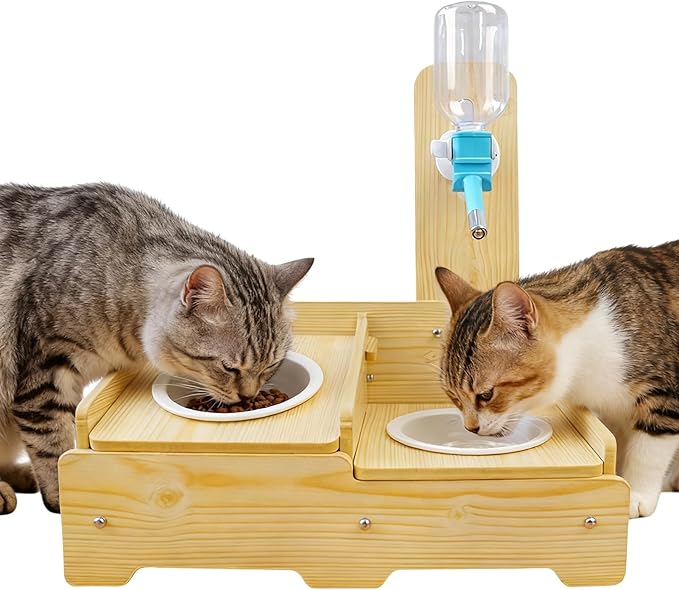 Dog Water Dispenser - Automatic Adjustable Height Wooden Pet Bowl | Indoor and Outdoor Watering Station for Puppies, Kittens, Cats, and Dogs, Perfect for Living Room, Balcony, Garden, Apartment, or Ho