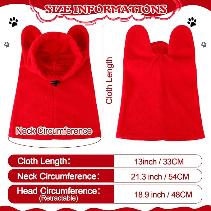 Winter Dog Hats Quiet Ears for Dogs Ear Muffs Pet Neck Warmer Scarf Hoodie Noise Protection Cover Beanie Head Wrap Costume for Pet Dog Cats(Red,XL)