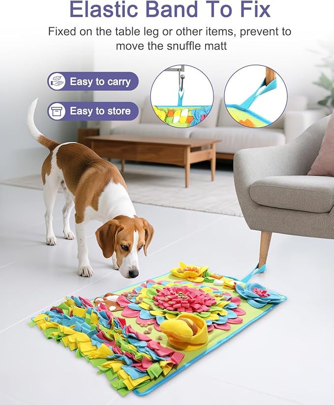 JXTZ Snuffle Mat for Dogs -30.7 * 18.9inch Pet Treats Feeding Mat, Interactive Dog Puzzle Toy for Boredom, Dog Feeding Mats for Slow Feed, Relieve Anxiety, Encourages Natural Foraging Skills