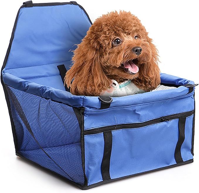 Pet Car Booster Seat for Small to Medium Pets with Reinforced Safety Structure Easy Install Travel Carrier Breathable Waterproof Pad Shortened Leash Belt Loops Secure Comfortable Vehicle (White)