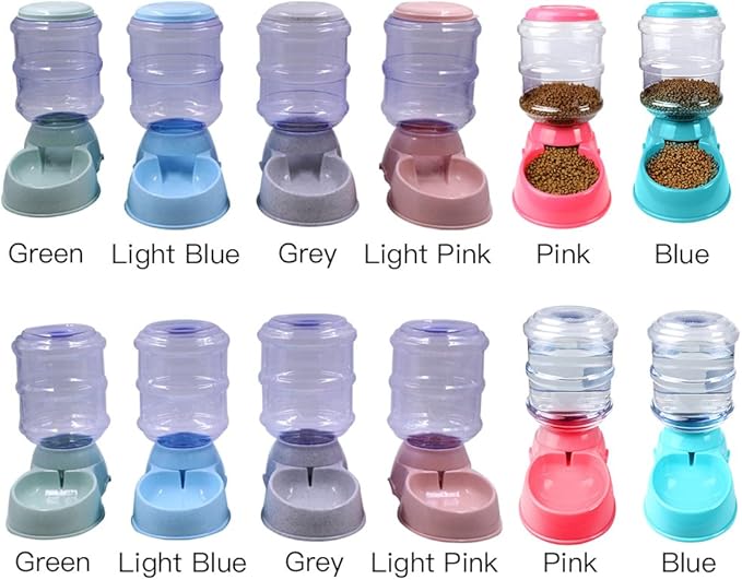 Food Dispenser Pet, Automatic Pet Water Food Dispenser 3.8L Large Capacity Self-Dispensing Pet Feeder Waterer Cat Dog Feeding Bowl Drinking Water/Automatic Feeding Pet Supplies 2#/13 ( Color : Light P