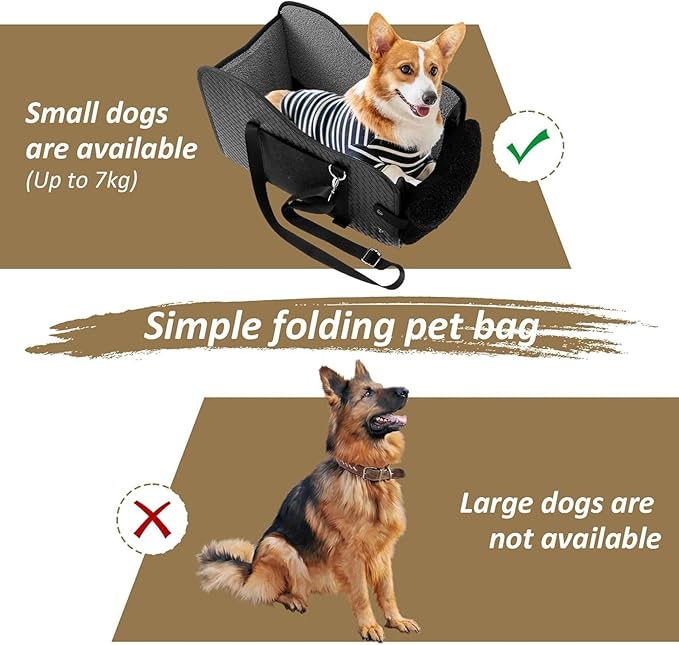 Portable Dog Car Seat, Pet Cushion Bed Carrier, Foldable Travel Accessory with Lightweight Build, Under 14lbs Puppy Seat for Car Stroller, Pet Bed with Soft Material, Travel Gear for Picnic and Truck