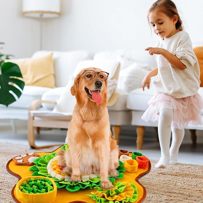 Orange Snuffle Mat for Dogs Pet Treats Feeding Mat for Small/Medium Breed Dogs,Non-Slip/Portable/Durable Interactive Dog Puzzle Toys,Foraging Skills & Encourages Nose-Work