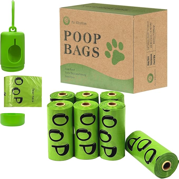Dog Poop Bags Rolls with Dispenser - Scented & Leak-Proof Dog Waste Bags in Green/Black, 13x9 Inch Extra Large Poop Bags for Dogs, 120/360/630 Counts