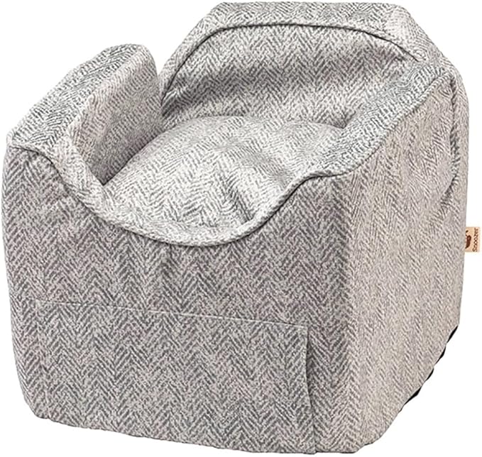 Snoozer Dog Car Seat with Storage Tray: Lookout II Dog Booster Car Seat for Pets up to 18lbs, Helps Alleviate Travel Sickness & Fear for Dogs, Removable Washable Cover – Palmer Dove, Size Small
