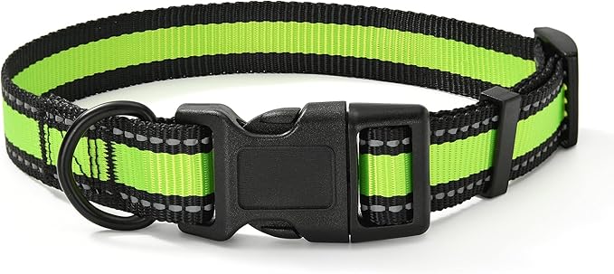 Mile High Life Dog Collar | Nylon Reflective Dog Collars | Light Weight Puppy Collars | Lime Green Dog Collars for Small Dogs (Lime Green, X-Small)