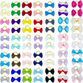 Dog Bows, Cute Hair Bowknot with Rubber Bands Handmade for Puppy Yorkie Grooming Hair Accessories & Varies Patterns Topknot Bows(70 pcs Upgrade Rubber Bands)