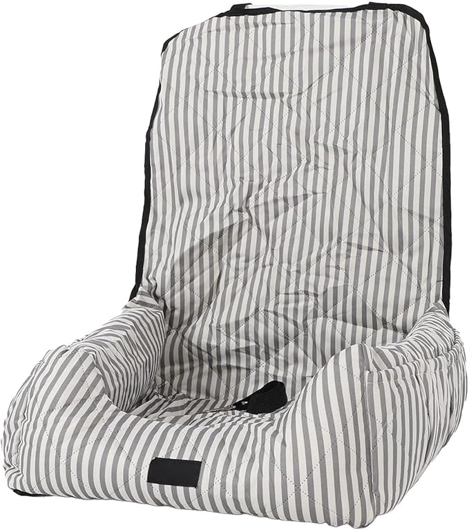 Dog Booster Seat Portable Detachable Water Proof Polyester PP Cotton Pet Car Seat Travel Bed Grey White Stripes