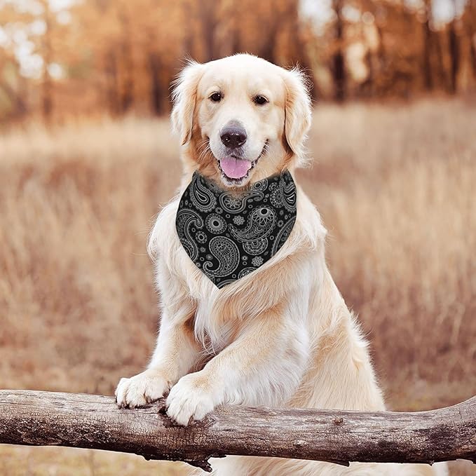 White Black Paisley Dog Bandana Scarf Triangle Bibs Pet Accessories Cat Kerchief