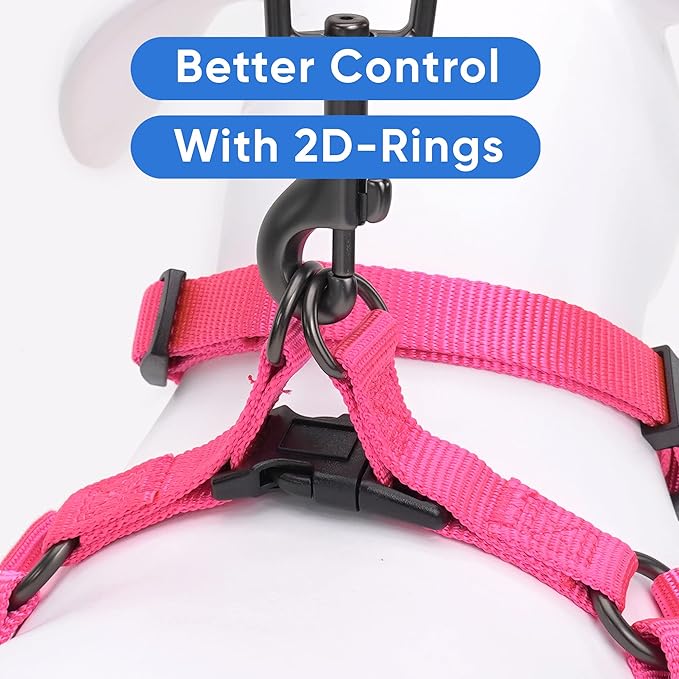 Pawtitas Personalized Dog & Puppy Harness Medium Pink Custom ID Tag Adjustable No Pull Vest