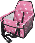 Small Dog Car Seats, Portable Puppy Dog Car Carrier, Folding Pet Car High Back Booster Seats with Adaptable Straps for Small Pets(44cm-Rose)