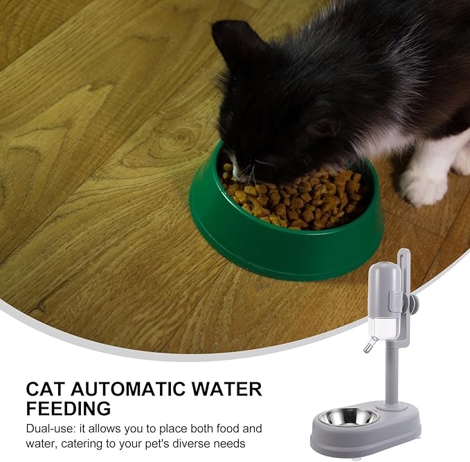 GANAZONO Double Pet Feeder Bowl with Stainless Steel Detachable Food and Water Dispenser Automatic Drinking Fountain for Dogs and Cats Pet Feeding Station