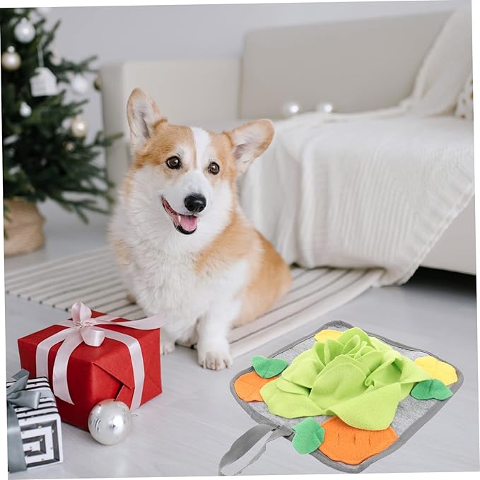 POPETPOP Rabbit Snuffle Mat Interactive Foraging Toy for Small Animals Durable Feeding Mat for Bunnies Helps with Slow Feeding Random Patterns Green