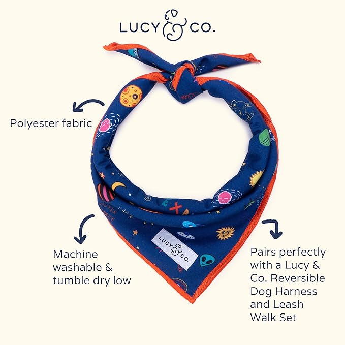 Lucy & Co. Dog Bandana - Designer Puppy Accessory for Boy and Girl Dogs. Made of 100% Polyester. Soft, Stylish and Appropriate for Any Occasion. Machine Washable.