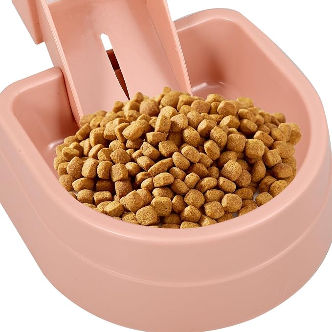 Happyyami 1set Automatic Pet Feeder Water Dispenser for Cats and Dogs Cage Wire Hanging Design Material for Animals Practical Food Water Station