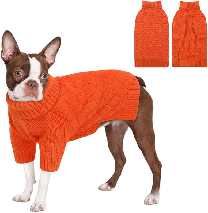 KOESON Dog Sweater for Extra Large Dogs Boy and Girl, Warm Fall Dog Sweater for Halloween, Soft XXL Dog Sweaters with Sleeves for Pitbull, Labrador, Golden Retriever, Doberman, Orange, XXLarge