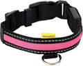 walkingMate Soft Nylon LED Collar, 25 mm x 45-63 cm, Pink