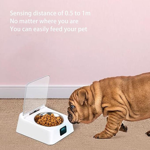 350ml Pet Smart Feeder, Automatic Pet Food Dispenser with Transparent Top Lid, Induction Lid Opening Rechargeable Dog Cat Feeding Bowl for Families, Pet Stores, Pet Hospitals