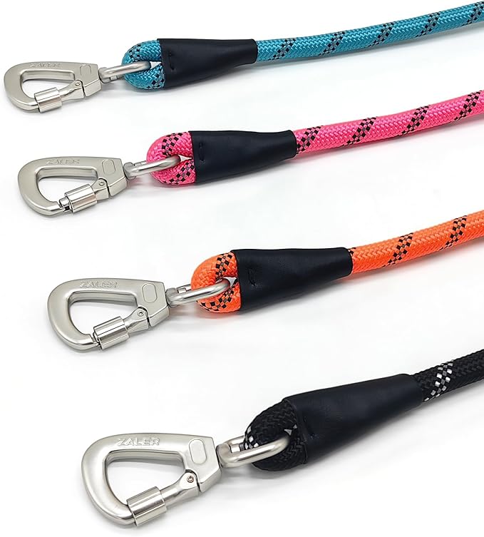 ZALER Short Dog Leash, 26 Inches Rope Traffic Leashes for Dogs, Reflective Dog Lead with O-Ring, Heavy Duty Pet Leash for Large and Medium Dogs (26'' Orange)