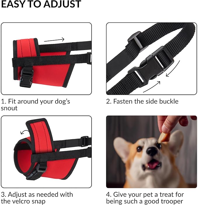 CollarDirect Dog Muzzle - Adjustable Soft Breathable Tribal Nylon Dog Mouth Guard Cover for Small, Medium and Large Dogs, Anti Chewing, Barking & Biting - 3 Tribal Patterns (Red, L/XL)