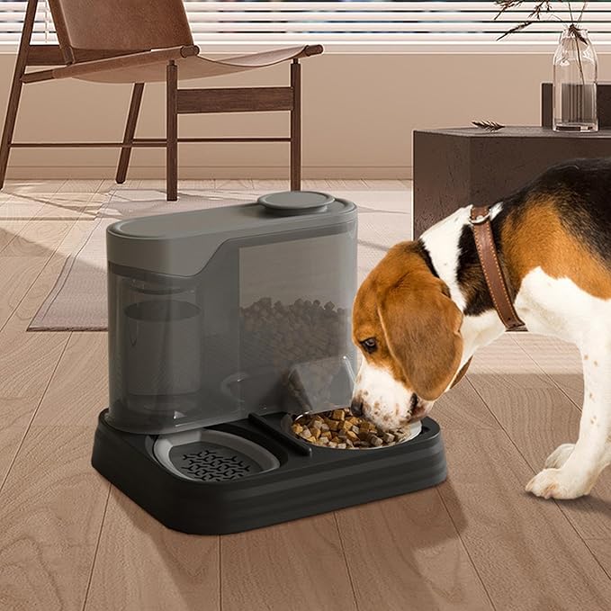 Portable Pet Feeding Station – Automatic Dog Feeder, Puppy Food and Water Bowl Dispenser | Travel Friendly Splash-Proof Container for Dogs, 2-in-1 Self Feeding System for Apartment or Vacation Homes