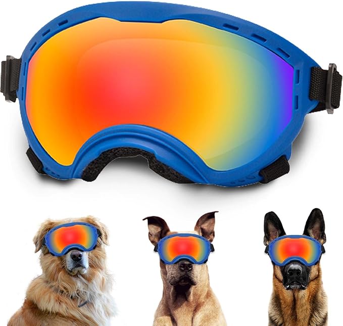 Dog Sunglasses with Adjustable Strap, UV Protection, Winproof Puppy Sunglasses, Suitable for Dogs Eyes Protection,Soft Dogs Goggles