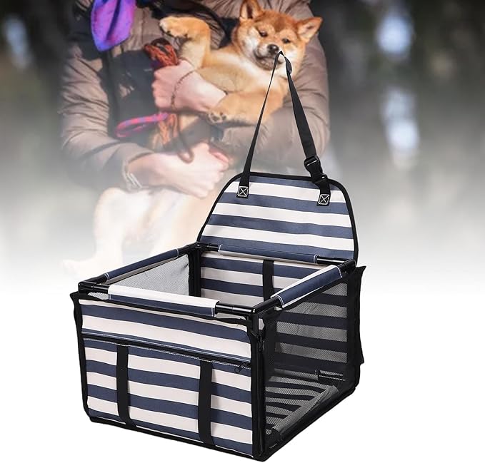 Asixxsix Foldable Dog Car Seat, Waterproofing Oxford Cloth PVC Pet Travel Carrier, Multi Functional Space Saving Foldable Pet Car Seat for Small Dogs Cats