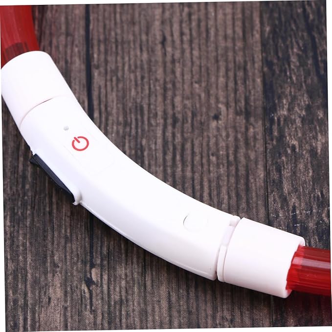 POPETPOP LED Dog Collar Rechargeable Pet Collar for Night Safety Red Saving Design for