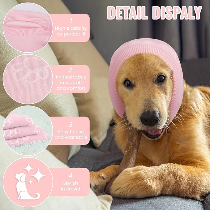Nanaki Dog Hats Calming Hoodie-Dog Ear Covers Head Cover Protector Hematomas Wraps, No Shake Ear Wrap Muffs Noise Protection, Anxiety Relief, Fireworks, Grooming, Thunderstorm, Bath, Vet Visit