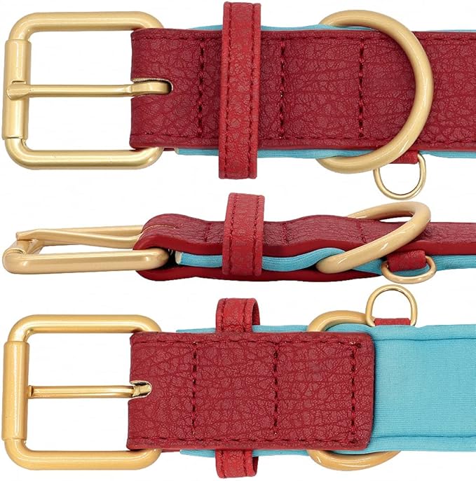 Personalized Dog Collar Custom Leather Dog Collars Soft Inner Padded Pet ID Collar for Small Medium Large Dogs Pitbull Bulldog Red S