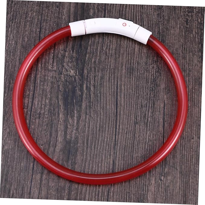 POPETPOP LED Dog Collar Rechargeable Pet Collar for Night Safety Red Saving Design for