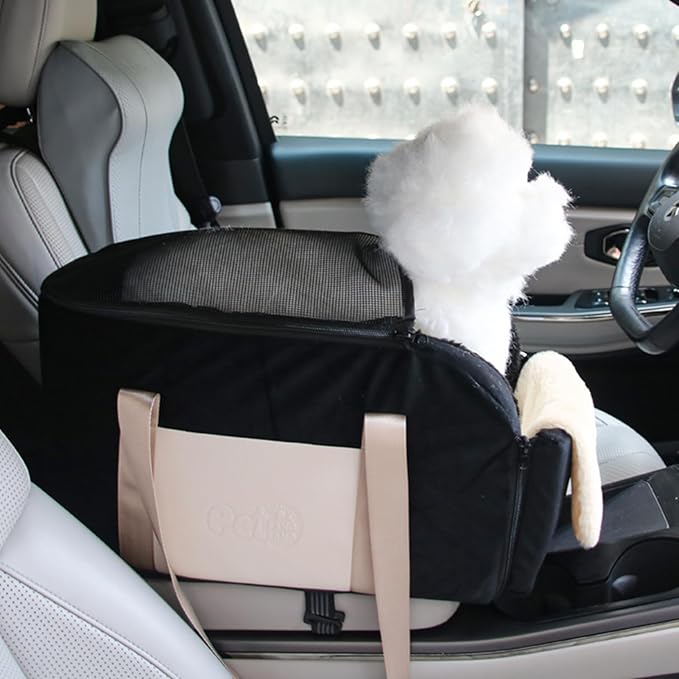 Center Console Dog Car Seat, Cat Car Seat Center Console, Detachable Armrest Non-Slip Car Pet Booster Seatm, Dog Console Car Seat for Traveling Camping Small Dogs Cats Under 15 lbs