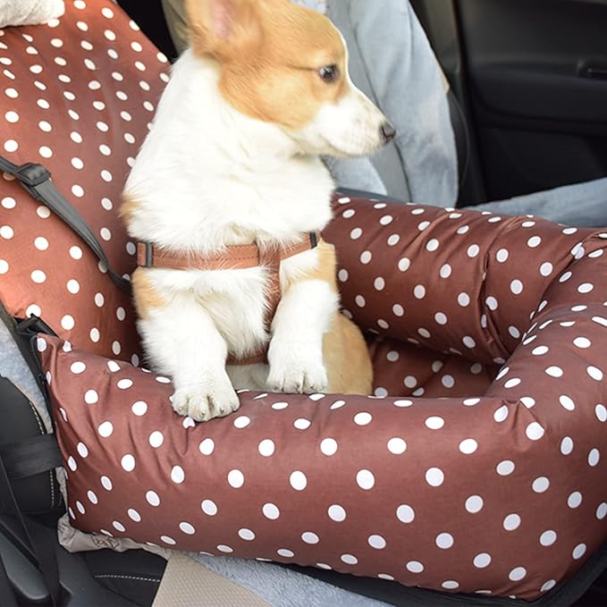 Dog Car Seat for Small Dogs Washable Portable Pet Booster Car Seat Travel Bed with Clip-On Safety Leash,Non-Slip Waterproof Carrier Doggie Booster Cage