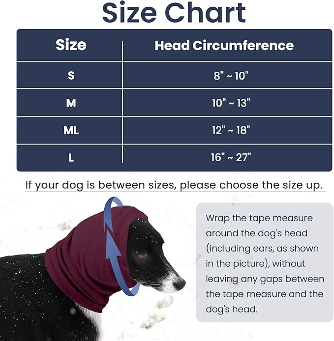 Nanaki Calming Hoodie Dog Ear Cover Dull Red,L -Soft No Shake Dog Ear Wrap Hematoma, Adjustable Head Protection for Fireworks Grooming, Anxiety Relief, Thunderstorm, Bathing Noise Protection